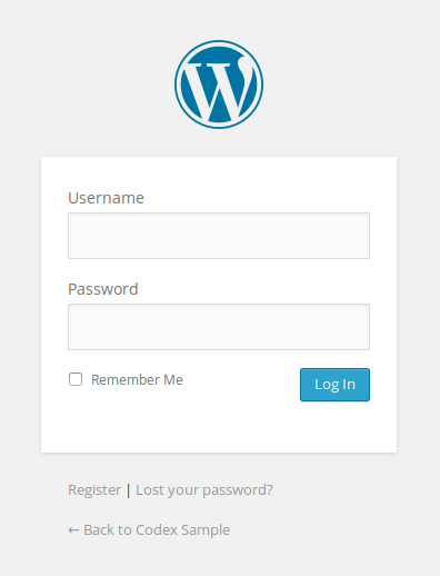 WordPress login form page screenshot