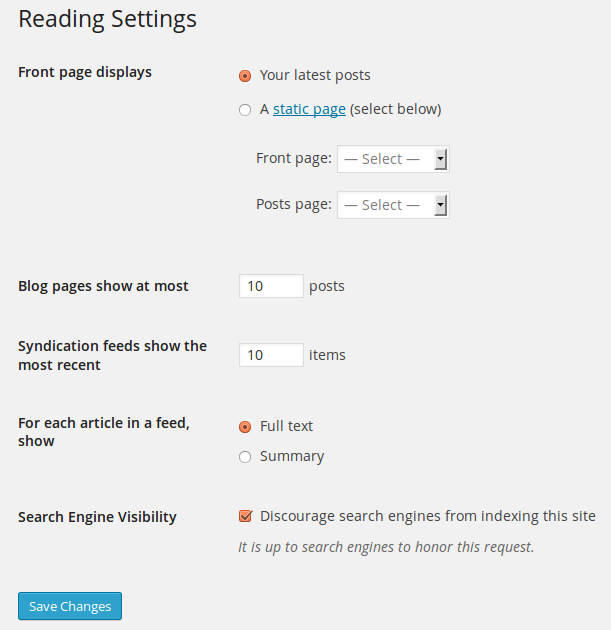 Settings Reading SubPanel