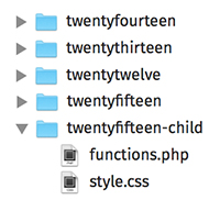 Structure du répertoire du thème enfant