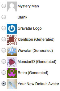 Select Your New Default Avatar