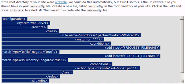 Web.config file contents