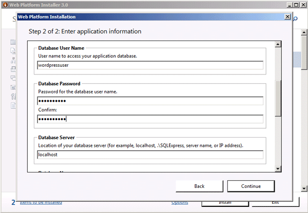 Application configuration (continued)