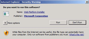 Internet Explorer security warning