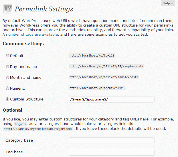 links permanentes no wordpress