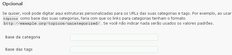 Campos para base de categoria