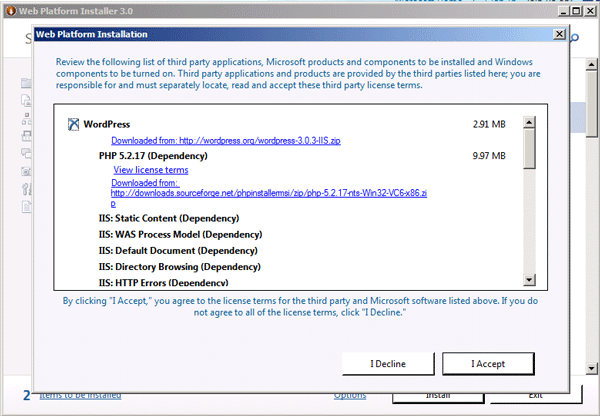 Application installation summary