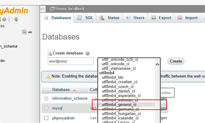 phpMyAdmin create database.jpg