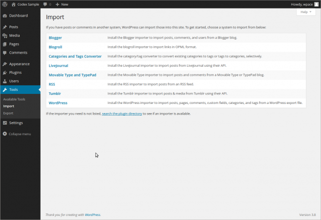 Manage Import SubPanel