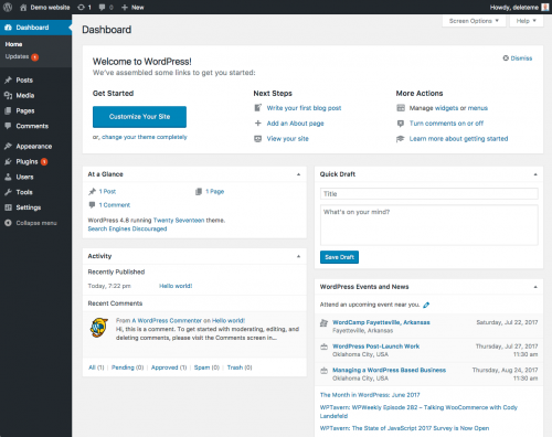 WordPress dashboard screenshot