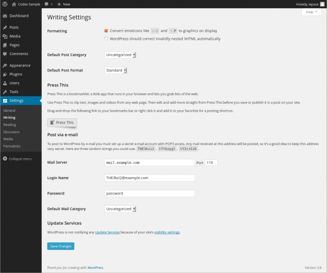 Settings Writing Screen « WordPress Codex Settings Writing Screen « WordPress Codex