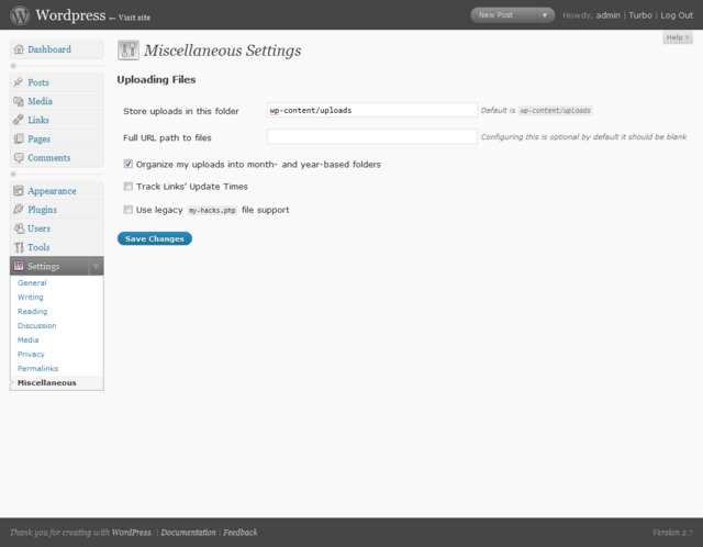 Settings Miscellaneous SubPanel