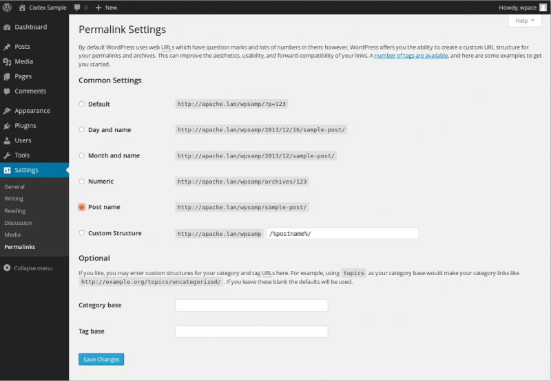 permalink setting wordpress